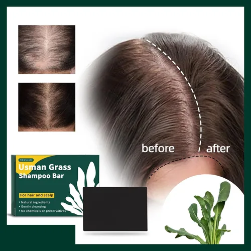 Miniatura 4 de Barra de champú natural Usman Grass, cubre el cabello gris, barra Usma para engrosar y oscurecer el cabello, la solución definitiva