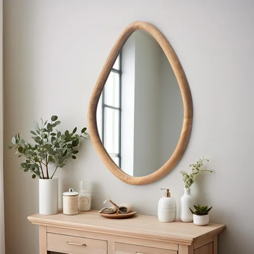 Miniatura 8 de sawsile Espejo de pared irregular, de madera natural, asimétrico, de 20 x 30 pulgadas, moderno espejo orgánico para baño, dormitorio, sala de estar