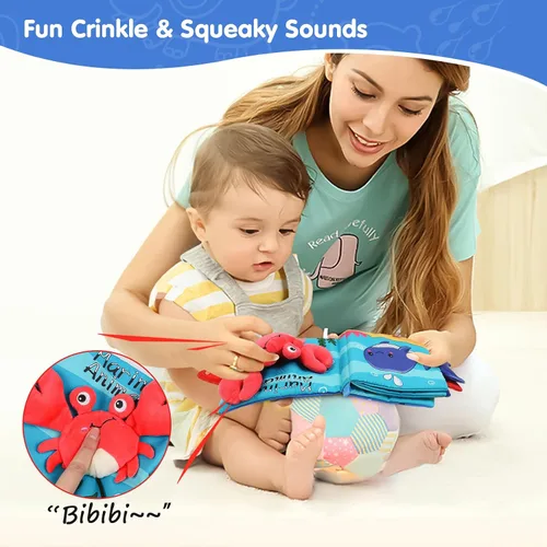 Miniatura 6 de GKDOMS Libros de tela suaves para bebés, libro de tela crujiente para tocar y sentir, juguete para bebé con telas no tóxicas, regalo para la ducha