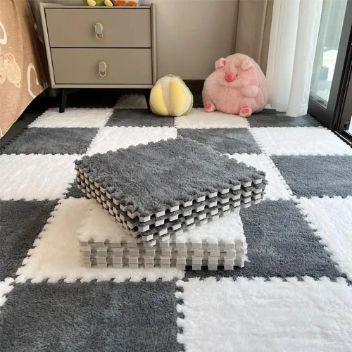 Miniatura 25 de Tapete de rompecabezas de 12 piezas, azulejos de felpa entrelazados, azulejos antideslizantes de espuma EVA, construyen una zona segura