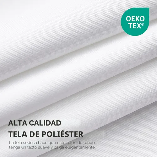Miniatura 2 de Cortinas Joydeco Blancas de Fondo para Bodas y Fiestas, Cortinas de Fondo Fotográfico para Bodas y Cumpleaños, Tela de Poliéster sin Arrugas, 5 x 10