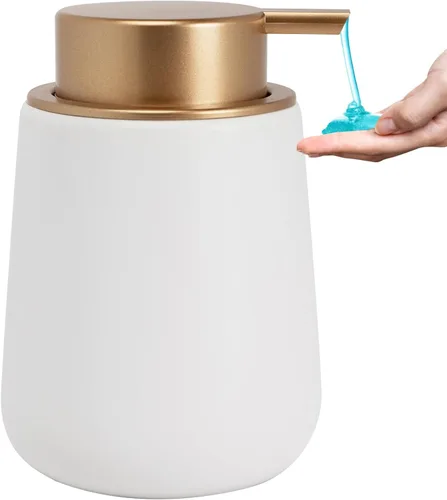 Miniatura 2 de Dispensador de jabón de cerámica con bomba fácil de prensar, dispensador de líquido de loción de manos para champú, baño, cocina, 12 onzas