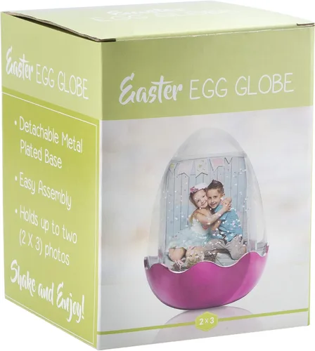 Miniatura 3 de Huevo de Pascua 2" x 3" Foto Globo de Nieve con Base Verde azulado