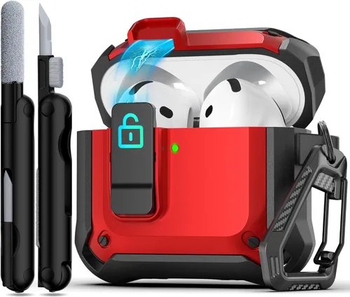Miniatura 72 de R-fun - Funda para audífonos compatible con AirPods de 4.ª generación 2024, cubierta protectora de expulsión automática a prueba de caídas, puerto