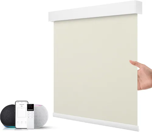 Miniatura 11 de ZSTARR Persiana inteligente motorizada para ventana con control remoto, persiana enrollable opaca automática tamaño personalizable, con cenefa, Beige