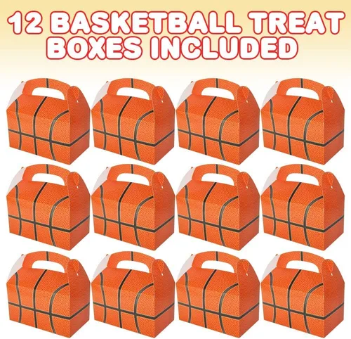 Miniatura 2 de ArtCreativity Bolsas de regalo de fiesta de baloncesto para dulces, galletas y deportes, cajas de recuerdos de fiesta temática de deportes, paquete