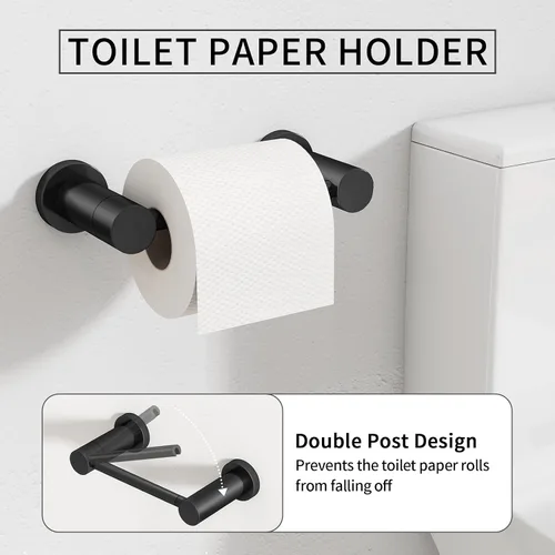 Miniatura 3 de STWWO Juego de 4 piezas de accesorios de baño, color negro, juego de toalleros de acero inoxidable de 16 pulgadas, toalleros para baño montado