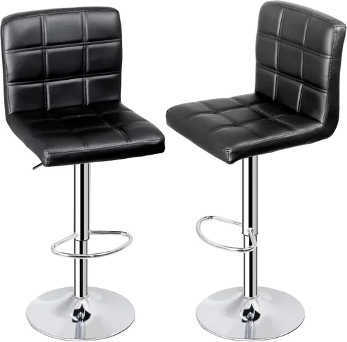 Miniatura 6 de ZenStyle Taburetes de bar de altura de mostrador, juego de 2 taburetes de bar giratorios ajustables, sillas de cuero PU para taburete de cocina