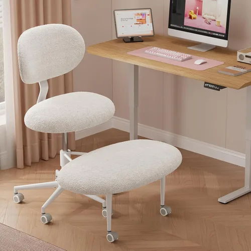 Miniatura 13 de Pinmoco Silla de Oficina para Sentarse con Piernas Cruzadas con Ruedas, Silla de Meditación, Silla TDAH para Adultos, Respaldo y Asiento más Anchos