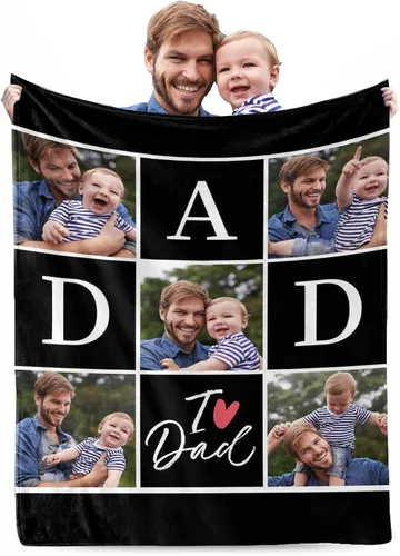 Miniatura 25 de Manta de Fotos Personalizada para Amigos BFF Navidad, Manta de Cama Personalizada con Collage de 9 Fotos para Mamá Papá Fotos Familiares Multi 02