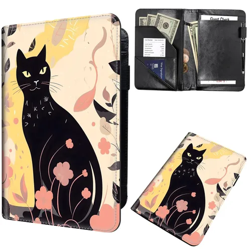 Miniatura 25 de Libros de mesero para camarera, cartera de cuero para camarero con cremallera, soporte para recibos, para camarero, camarero, accesorios
