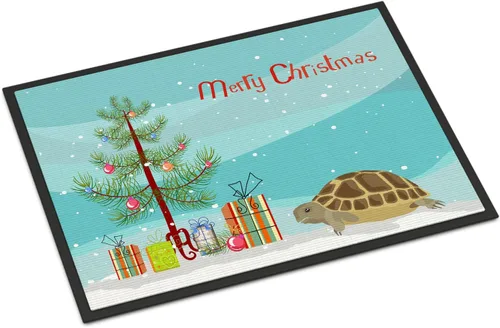 Caroline's Treasures CK4542MAT - Felpudo con diseño de tortuga de Navidad de 18 x 27 pulgadas, para interiores y exteriores, para entrada,