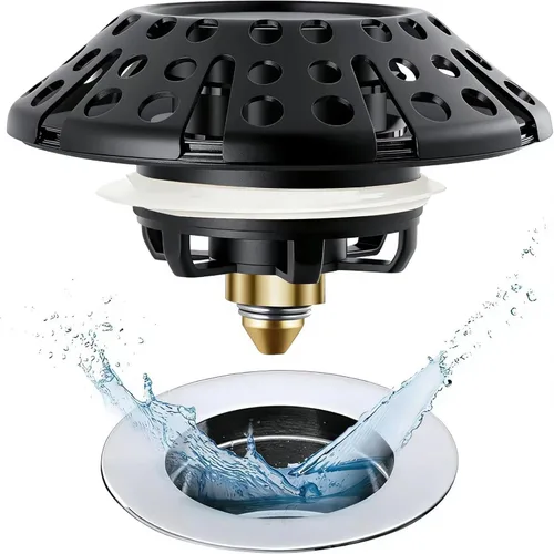 AzWzz Tapón de drenaje de bañera, tapón de bañera desplegable con cubierta de drenaje de bañera, universal para drenaje de bañera de 1.45 a 1.8