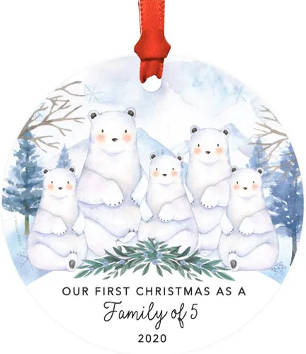 Miniatura 56 de Andaz Press Adorno de recuerdo de Navidad de metal redondo personalizado para la familia, My First Christmas As Abuelita 2024, acuarela de osos