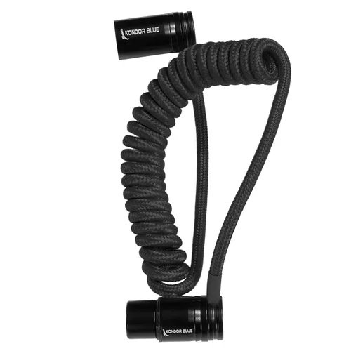 KONDOR BLUE | Cable XLR de ángulo recto de perfil bajo en espiral de 12-24 pulgadas, 3 pines macho a hembra | Conectores de ángulo ajustable, audio