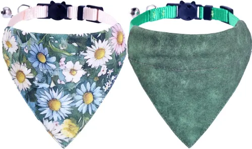 Miniatura 15 de Collares de gato KZHAREEN para Pascua, separables con bandana y campana, collar ajustable para gatito, perrito pequeño, niñas y niños Pascua-2