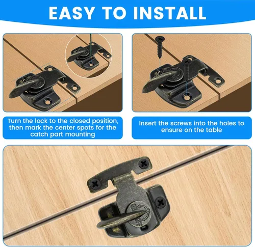 Miniatura 5 de SDTC Tech Paquete de 2 cerraduras de mesa de comedor, resistentes para mesa de entrenamiento de comedor, hebillas de resorte de metal para mesas