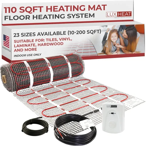 Miniatura 24 de LuxHeat Kit de alfombrilla de calefacción de suelo radiante de 10 pies cuadrados - Sistema de calefacción por suelo radiante de 120 V - Incluye