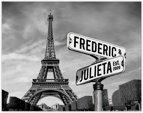Miniatura 20 de Letreros de calle personalizados únicos: nombres personalizados y fecha en una impresión o lienzo. Una pareja personalizada para un aniversario