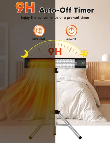 Miniatura 6 de calentadores de 1500 W para exteriores de patio con 9 niveles de calefacción, impermeable IP65, temporizador de 9H, calentadores de patio eléctricos