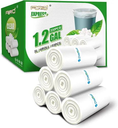 Miniatura 17 de FORID Bolsas de basura transparentes, bolsas de basura de 8 galones, bolsas de basura de plástico para basura, 110 unidades, para baño, dormitorio