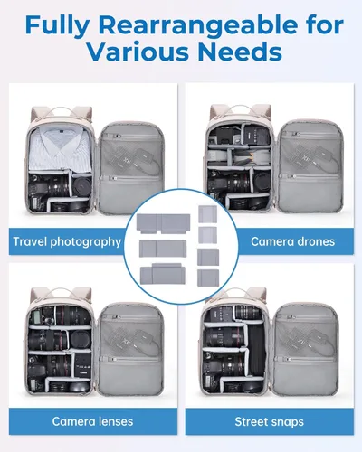 Miniatura 5 de BAGSMART Mochila para cámara, DSLR SLR SLR - Bolsas para cámara pequeña para fotógrafos compatibles con Sony Canon Nikon, correa para el hombro