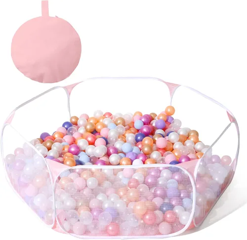 Piscina de bolas para niños grande Heopeis, tienda emergente infantil para jugar con bolas para niños y niñas, de interior y exterior, corral de Rosa