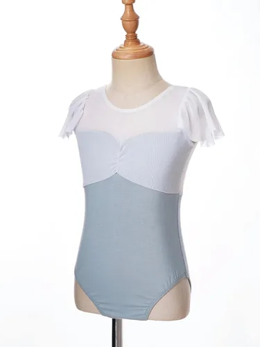 Miniatura 22 de JEATHA Leotardos de ballet para niñas, camisetas de baile, bailarina, encaje floral, con botones, entrepierna