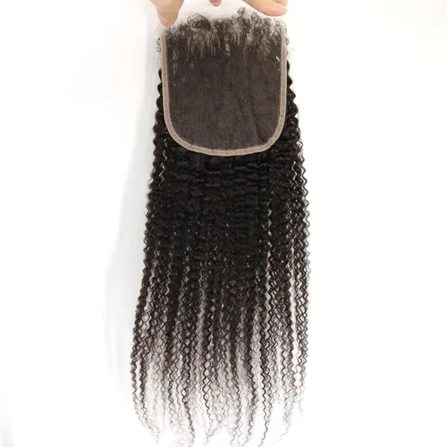 Miniatura 5 de Afro Kinky Curly 5x5 HD Cierre de encaje prearrancado con borde rizado de bebé 4B 4C, cierre de encaje HD de cabello humano transparente