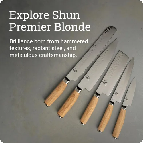 Miniatura 6 de Cuchillo Shun Premier Blonde de 14 cm Nakiri, Cuchillo de verduras japonés artesanal, núcleo VG-MAX con revestimiento de acero inoxidable Rubio