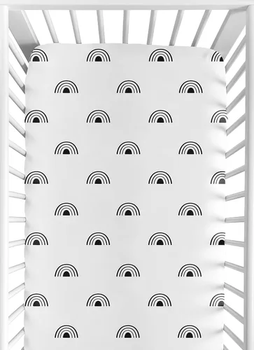 Miniatura 7 de Sweet Jojo Designs Sábanas ajustables para cuna de bebé (arcoíris bohemio negro y blanco) para niños o niñas, guardería infantil, habitación