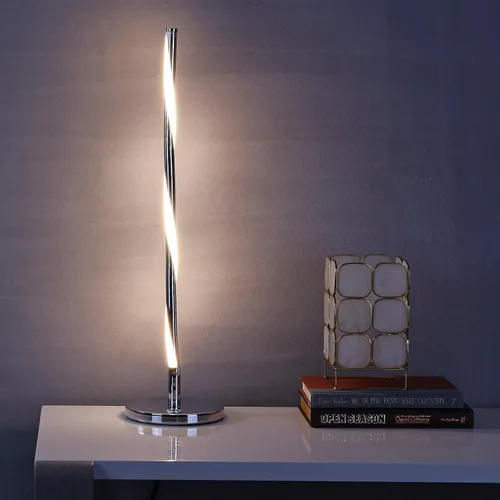 Miniatura 3 de JONATHAN Y Lámpara de mesa LED integrada moderna cromada de 23.5 pulgadas, barra de metal delgada, lámpara de noche regulable para sala de estar