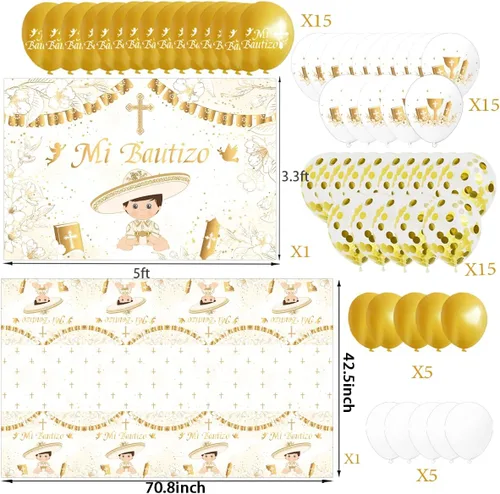 Miniatura 4 de Kit de 57 piezas de guirnalda de arco de globos de Mi Bautizo para He God Bless Baby Boy Bautizo Party Decoraciones Primera Comunión Decoración