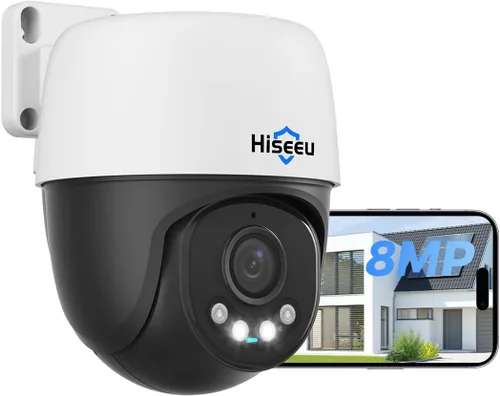 Miniatura 8 de Hiseeu Seguimiento automático + audio de 2 vías: cámara de seguridad con cable PoE de 5MP para exteriores, PTZ 300° Pan 90 Tilt Digital Zoom