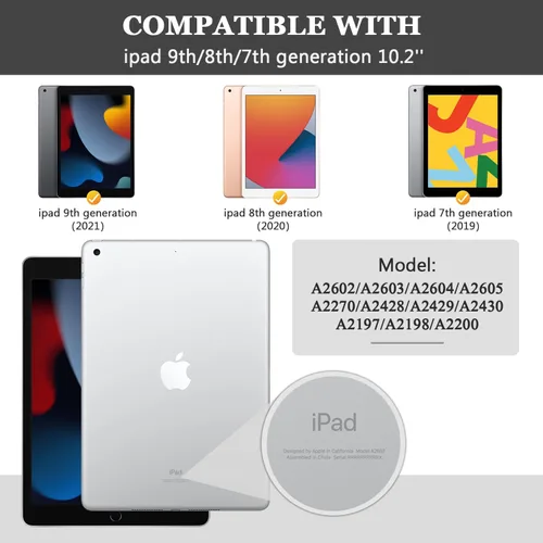 Miniatura 2 de OKP Funda para iPad de 9ª/8ª/7ª Generación (2021/2020/2019), Fundas para iPad de 10.2 pulgadas con Soporte Tríptico, Funda Delgada para iPad