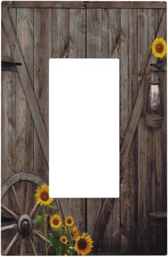 Miniatura 30 de Cubierta de interruptor de luz de 3 cuadrillas con diseño de flores azules púrpuras, cubierta de placa de pared de triple palanca, arbustos florales