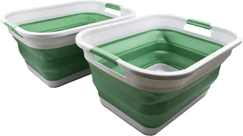 SAMMART Cesta plegable de plástico para la ropa sucia de 36 L (9.5 galones) – Contenedor/organizador plegable – Tina de lavado portátil – Cesto de
