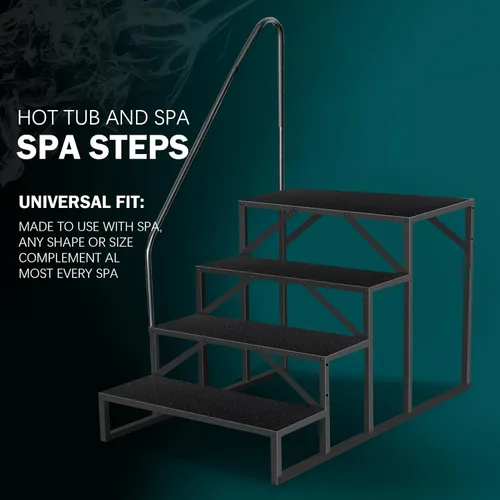 Miniatura 5 de Escalones de bañera de hidromasaje con pasamanos, accesorios inflables para bañera de hidromasaje para adultos, accesorios de bañera para spa