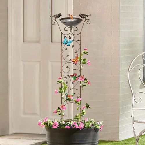 Miniatura 6 de LEWIS&WAYNE Enrejado de Jardín Baño para Pájaros al Aire Libre, Enrejado de 40 Pulgadas de Hierro Antiguo para Plantas de Jardín Decorativo