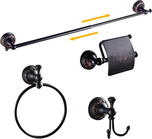 WINCASE Juego de accesorios de bronce para baño, juego de accesorios aceitados con barra de toalla ajustable, 4 piezas de soporte de papel higiénico