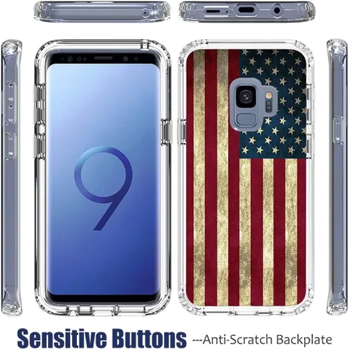 Miniatura 5 de Funda para Galaxy S9, Samsung S9 SM-G960U con protector de pantalla de vidrio templado, cuerpo completo, bonito diseño floral, a prueba de golpes