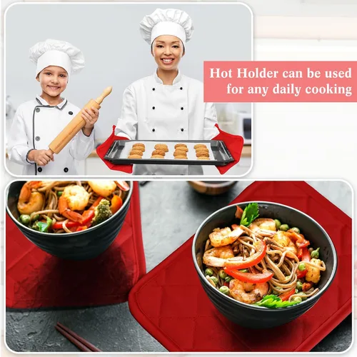 Miniatura 2 de Hoolerry 20 Piezas Agarraderas para Ollas con Bolsillo Sublimación 7x9'' Algodón Agarraderas para Ollas de Horno a Granel con Lazos Colgantes Rojo