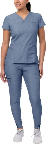 Adar Pro - Conjunto de ropa quirúrgica con mejora de movimiento para mujer, blusa médica con cuello en V y pantalón médico deportivo y para yoga