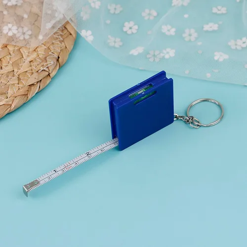 Miniatura 8 de Mini llavero de cinta métrica mejorada con forma cuadrada y nivel de burbuja, cinta métrica de 3.3 ft para regla de acero del hogar, mini cinta