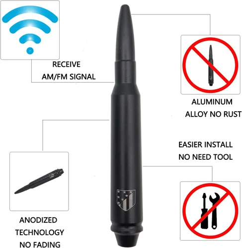 Miniatura 3 de Antena aérea FM de aluminio de 5.7 pulgadas, radio corta de repuesto negro para coche, amplificador de señal de radio estéreo para Jeep Wrangler JK