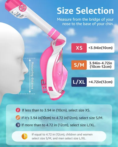 Miniatura 3 de WSTOO Kids Full Face Snorkel Masks,Suitable for Beginners Dry Top Snorkeling Gear,Can Your Mouth or Nose to Breathe,180 Degrees Panoramic