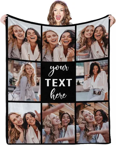 Miniatura 35 de Manta de fotos personalizada, 4 fotos, mantas personalizadas para mamá, abuela, esposa, mujeres de hija, hijo, marido, 8 tamaños 4 Fotos-1