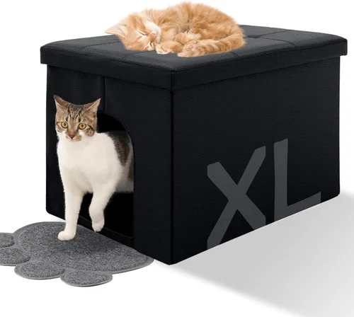 Miniatura 11 de MEEXPAWS Mueble Gabinete Oculto para Caja de Arena de Gatos, Banco de Baño para Gatos Gabinete de Almacenamiento Pequeño 19.7'' x 19.7'' x 19.7'' A