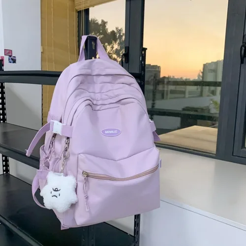 Miniatura 6 de VTTDB Mochila Kawaii con Lindos Accesorios Mochila Diurna Estética Casual Bolsa Simple para Laptop Mochila de Viaje Impermeable para Mujeres, Púrpura