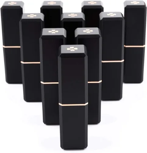 Miniatura 7 de Allwon 10 tubos de lápiz labial vacíos negros DIY contenedor de bálsamo labial (tubo cuadrado), Negro -, Tubo cuadrado